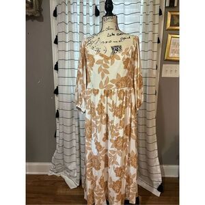 Sugar Lips Midi Dress Smocked Back Vintage Print Dress Size XL